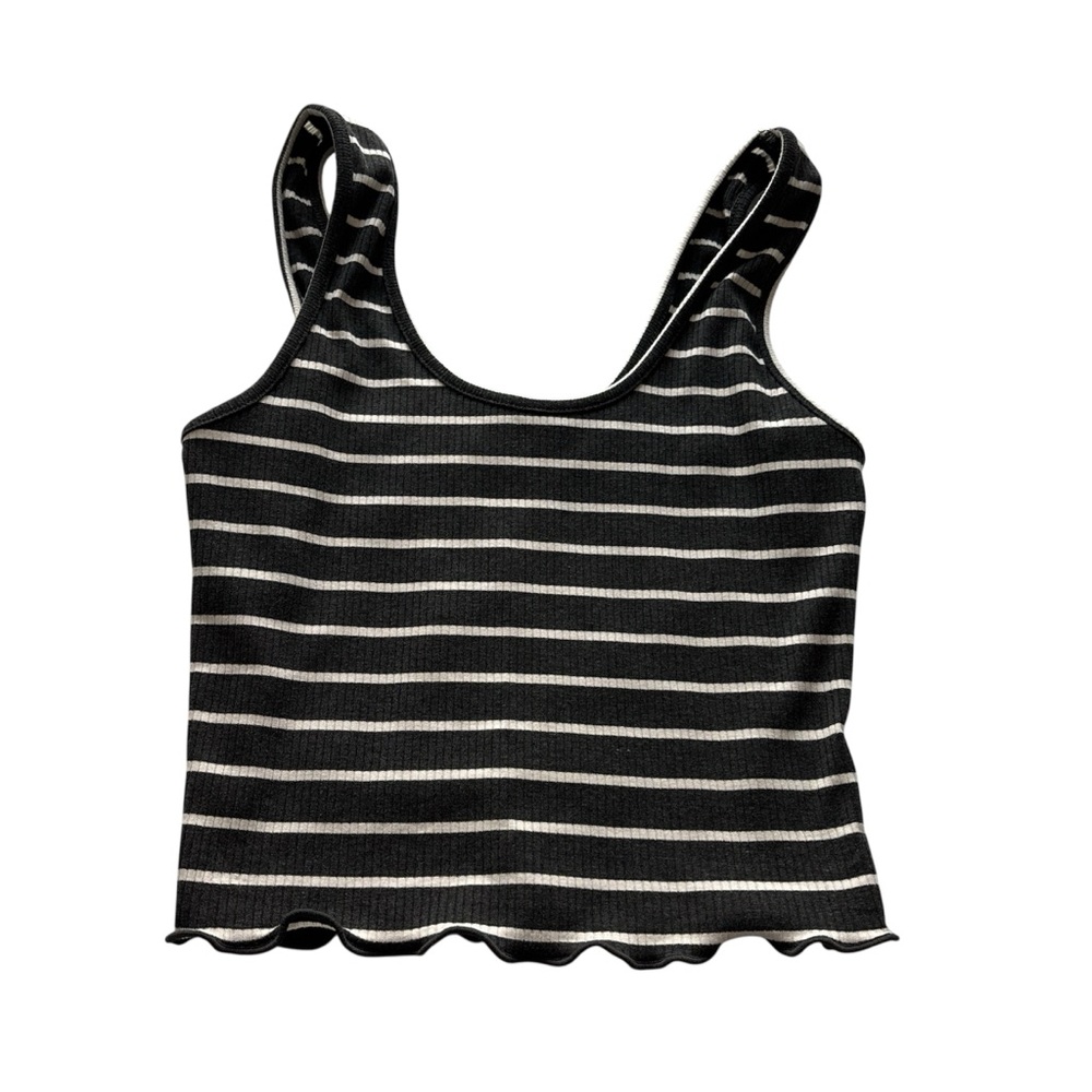 Chic Black and White Striped Tank Top With Skirt